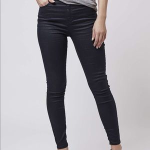 TopShop Jamie Jeans Coated Black Skinny 30” Waist